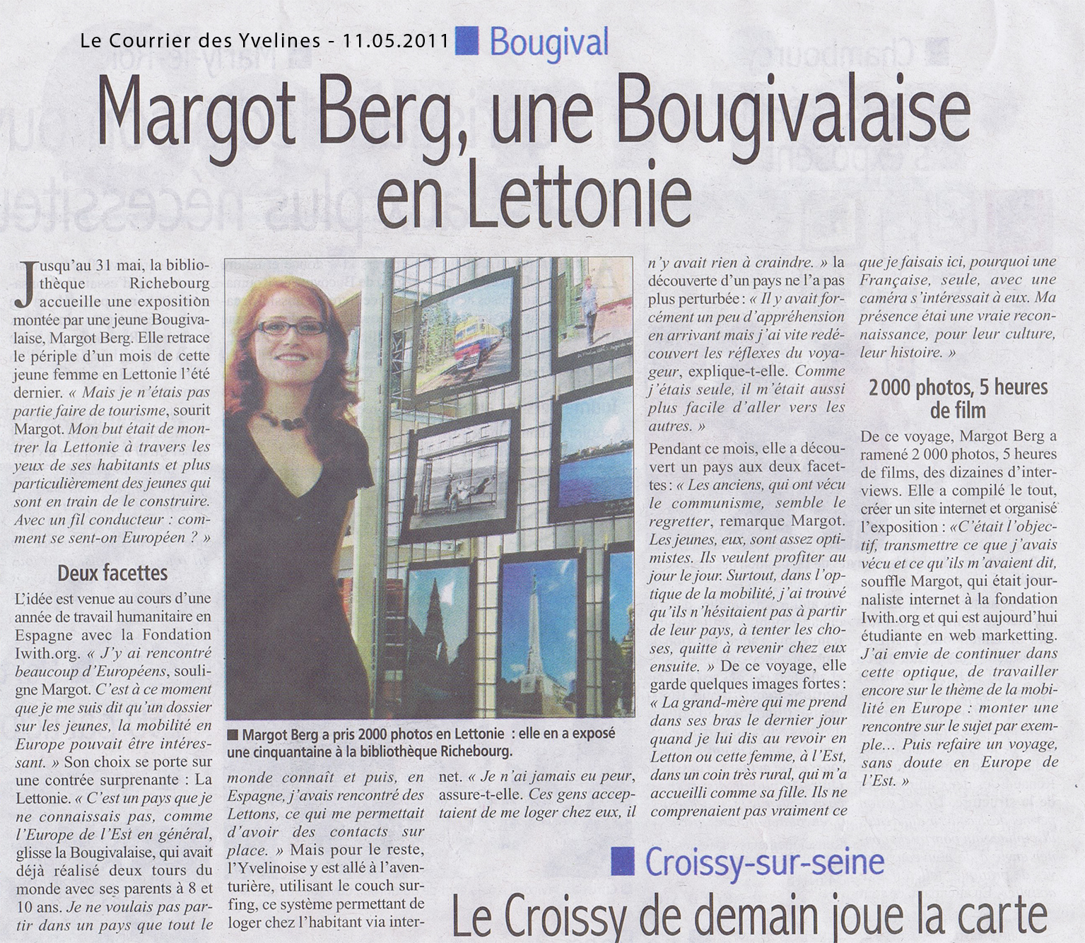 Article de Jérôme Dupouy sur Margot Berg et son reportage en Lettonie - Le Courrier des Yvelines